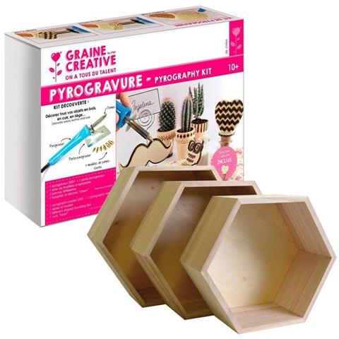 Kit Pirografia + 3 Ripiani Esagonali In Legno 24-30 Cm - Foto 1