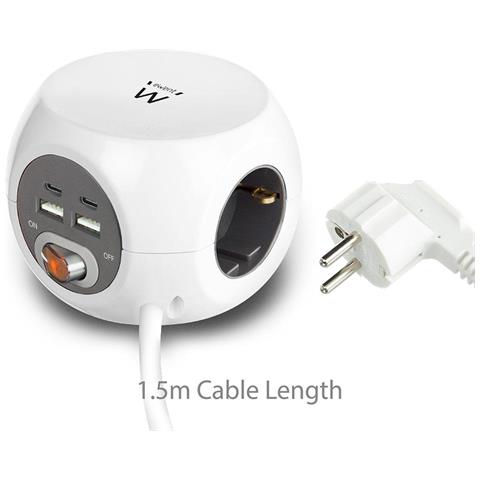 Multipresa Cubo 3 Posti Con 4 Porte Usb White Ew3957 - Foto 4