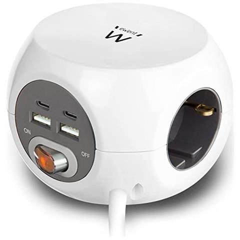 Multipresa Cubo 3 Posti Con 4 Porte Usb White Ew3957 - Foto 1