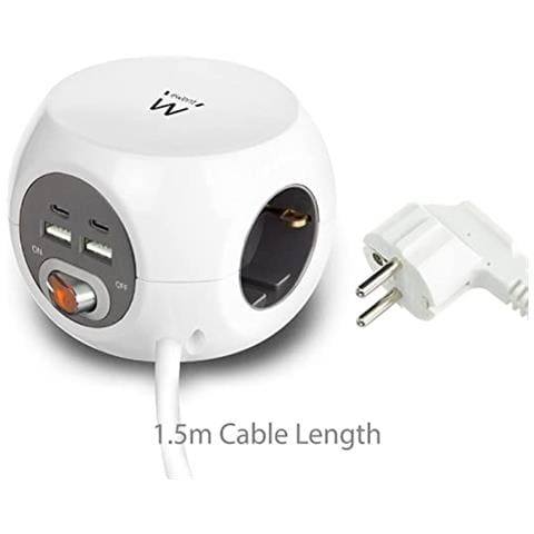 Multipresa Cubo 3 Posti Con 4 Porte Usb White Ew3957 - Foto 2
