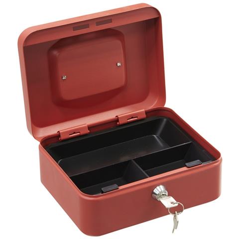 Elegant C9224 Cassetta Di Sicurezza Con Chiave Per Contare E Trasportare Denaro | Cassetta Portavalori In Acciaio Con Vassoio Portamonete | Cassaforte Portatile De 20 Cm Di Larghezza | Rossa - Foto 3
