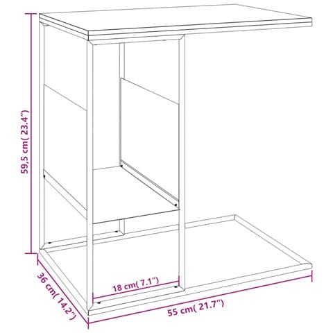 Tavolino Bianco 55x36x59,5 Cm Legno Multistrato - Foto 5
