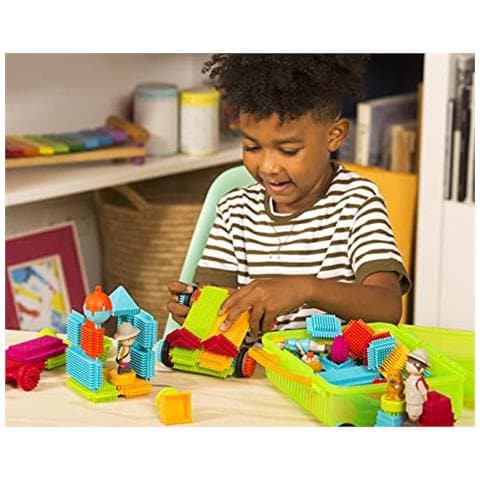 Blocchi Di Setole- Blocchi Di Costruzione Ad Incastro Stem- Set Da Gioco Da 85 Pezzi- Custodia Da Trasporto Riutilizzabile- Giocattoli Per Lo Sviluppo Per Neonati E Ragazzi- Custodia Da Trasporto Safari Adventure- 2 Anni + - Foto 2