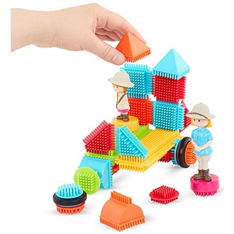 Blocchi Di Setole- Blocchi Di Costruzione Ad Incastro Stem- Set Da Gioco Da 85 Pezzi- Custodia Da Trasporto Riutilizzabile- Giocattoli Per Lo Sviluppo Per Neonati E Ragazzi- Custodia Da Trasporto Safari Adventure- 2 Anni + - Foto 3