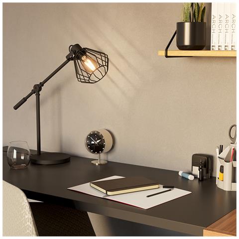 Lampada Da Scrivania Industrial Tabillano 1 Luce Acciaio Nero - Foto 2