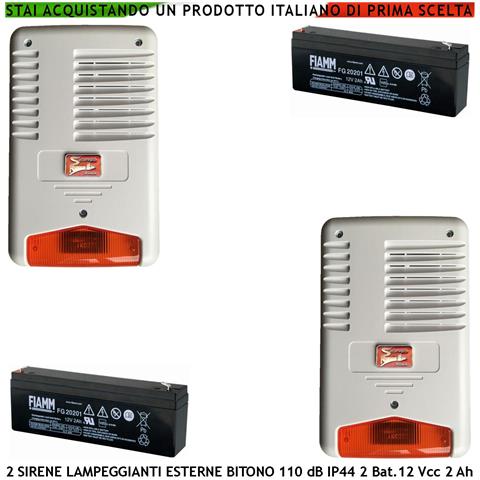 Sirena Con Lampeggiante A Led Da Esterno 2 Pezzi Frequenza A/b 1724/2475 Hz Melodia Bitonale 110 Db Allarme Caduta Pol - Foto 1