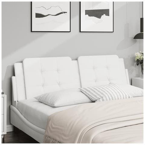 Cuscino Testiera Bianco 160 Cm In Similpelle - Foto 1