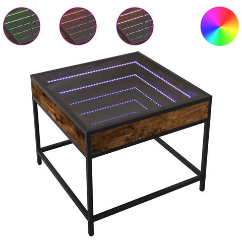 Tavolino Da Salotto Con Led Infinity Rovere Fumo 50x50x41 Cm - Foto 2