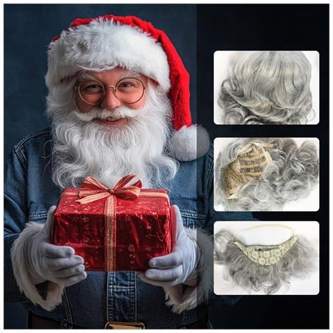 Set Barba E Parrucca Da Babbo Natale Per Natale Grey - Foto 5