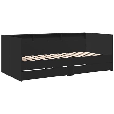 Divano Letto Con Cassetti Senza Materasso Nero 90x190 Cm - Foto 3