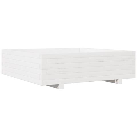 Fioriera Da Giardino Bianca 90x90x26,5cm Legno Massello Di Pino - Foto 2