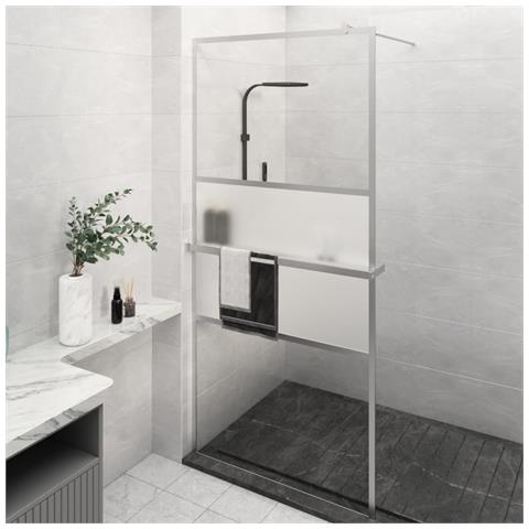 Parete Doccia con Mensola Cromo 90x195cm Vetro ESG e Alluminio - Foto 10