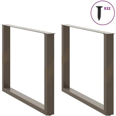 Gambe Tavolo Pranzo A U 2 Pz 100x(72-73) Cm Acciaio - Foto 3