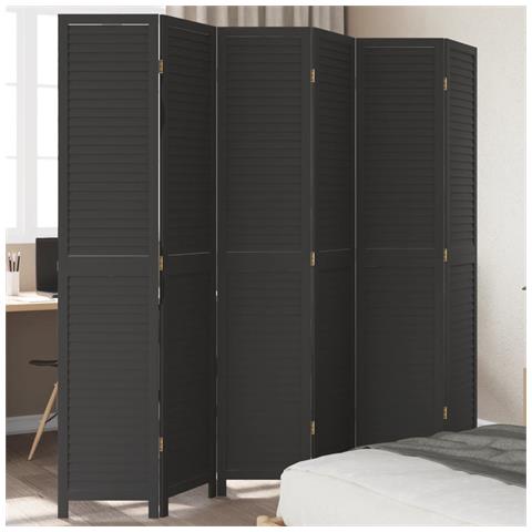 Divisorio Ambienti 6 Pannelli Nero Legno Massello Di Paulownia - Foto 1