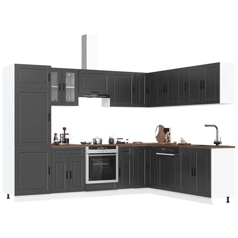 Set Mobili Da Cucina 14 Pz Porto Neri Legno Multistrato - Foto 1