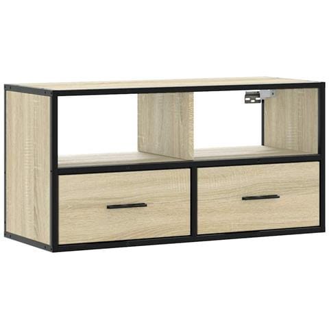Mobile Tv Rovere Sonoma 80x31x39,5 Cm Legno Multistrato Metallo - Foto 2