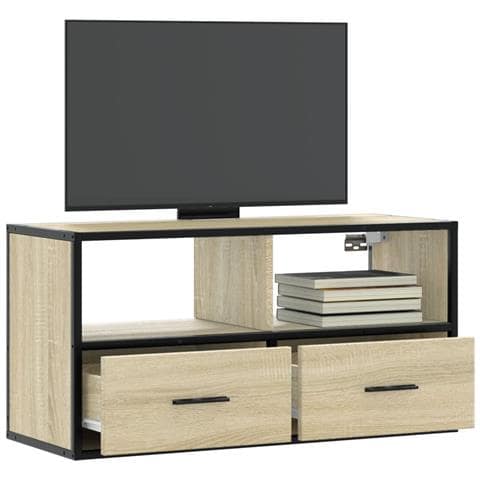 Mobile Tv Rovere Sonoma 80x31x39,5 Cm Legno Multistrato Metallo - Foto 1