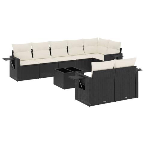 Set Divani Da Giardino 9 Pz Con Cuscini Nero In Polyrattan - Foto 2