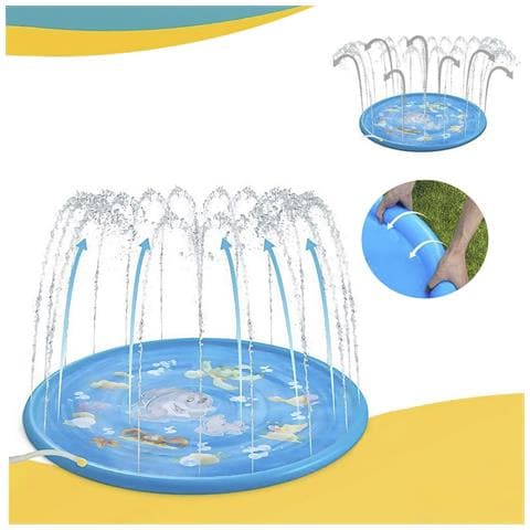 Splash Pad. Giocattolo Gonfiabile Con Spruzzatore D'acqua Per Giocare. 100 Cm Di Diametro. Disegno Del Delfino. 100x100x9cm. Colore Blu - Foto 5