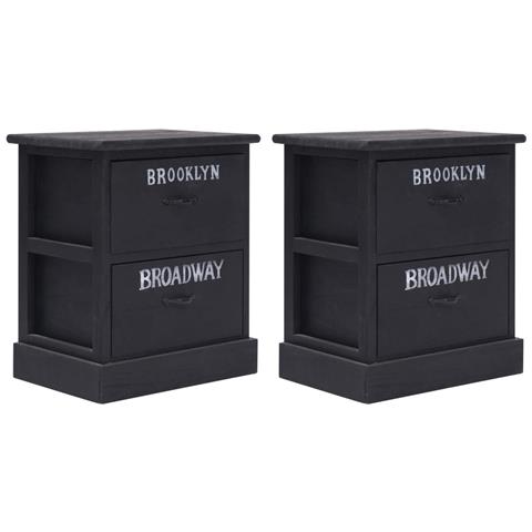 Comodini 2pz Neri 38x28x45 Cm In Legno Di Paulonia - Foto 2