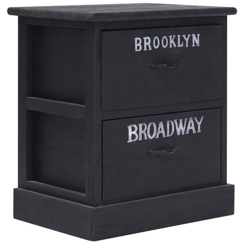 Comodini 2pz Neri 38x28x45 Cm In Legno Di Paulonia - Foto 1