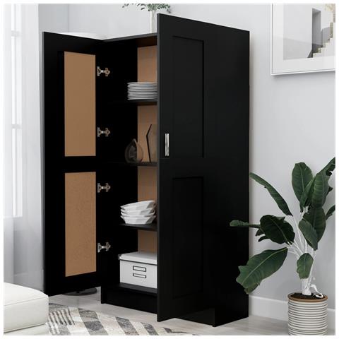 Lusso Casadino - Libreria Nera 82,5x30,5x150 Cm In Legno Multistrato - Foto 2