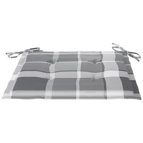 Sedie Da Giardino E Cuscini Grigi A Quadri 8 Pz Massello Teak - Foto 8