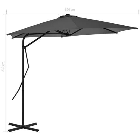 Ombrellone Da Esterni Con Palo In Acciaio 300 Cm Antracite - Foto 7