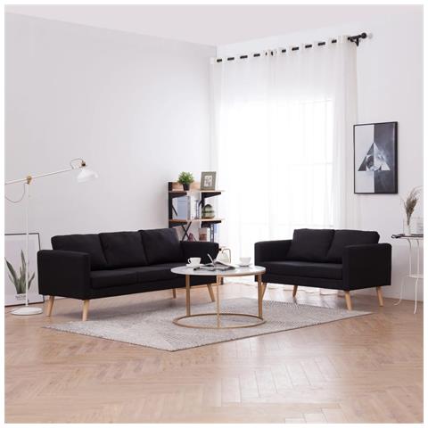 Lusso Casadino -  Set Divani 2 Pz In Tessuto Nero - Foto 8
