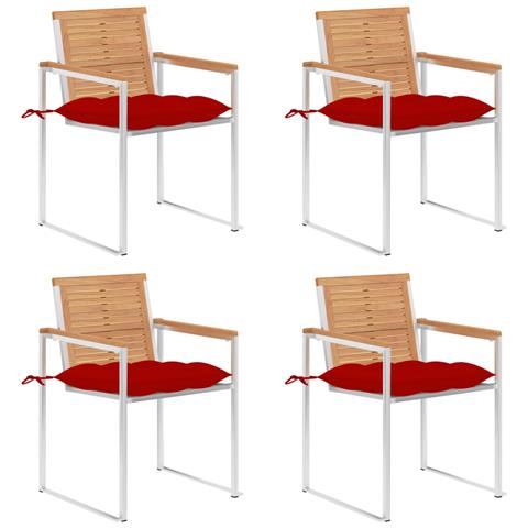 Sedie Da Giardino Con Cuscini 4 Pz In Legno Massello Di Teak - Foto 2