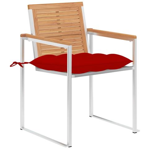 Sedie Da Giardino Con Cuscini 4 Pz In Legno Massello Di Teak - Foto 1