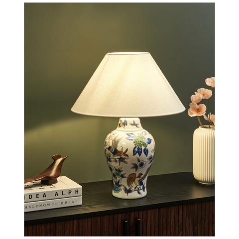 Lampada Da Tavolo Moraca Porcellana Bianco /blu - Foto 1