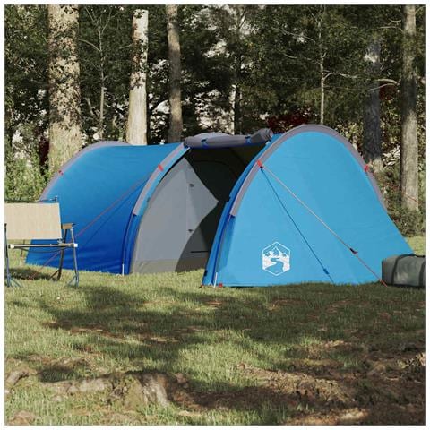 Tenda da Campeggio a Tunnel per 4 Persone Blu Impermeabile - Foto 2