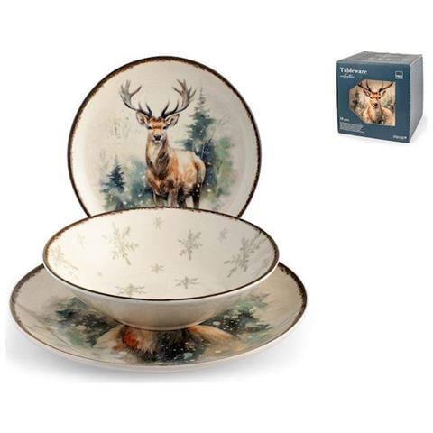 Servizio tavola 18 pezzi Alaska in stoneware decorato - Foto 1