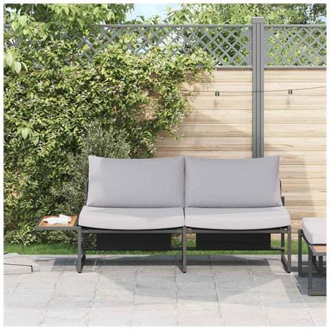 Divano da giardino 2 posti con cuscini grigio chiaro - Foto 2