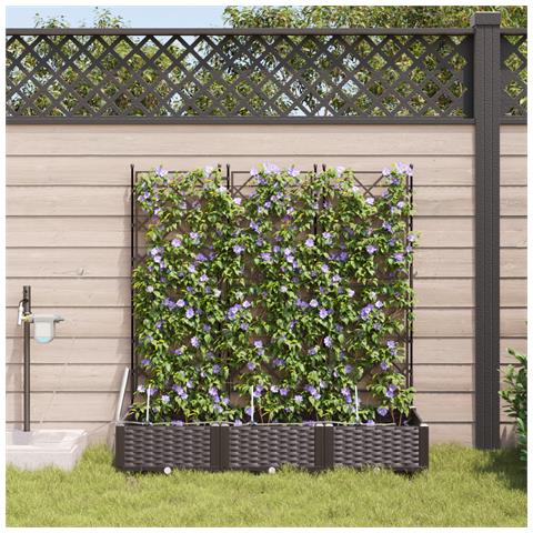 Fioriere da Giardino con Sistema di Irrigazione 3 pz Marrone - Foto 2