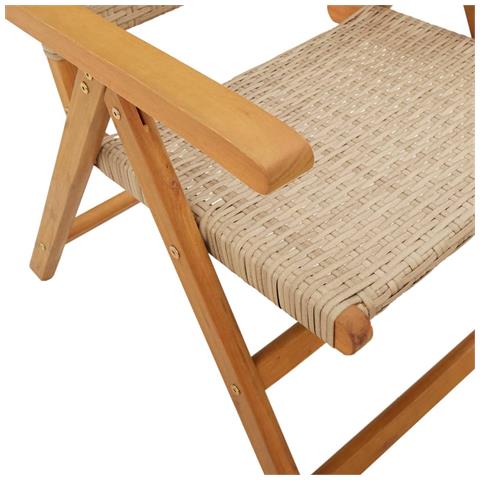 Set Pranzo da Giardino 7 pz Beige Polyrattan e Legno Massello - Foto 9