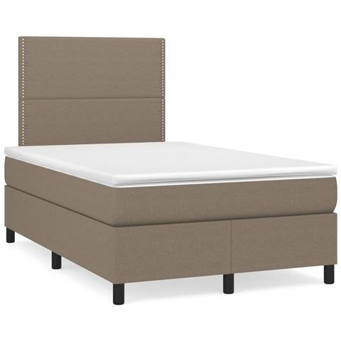 Letto a Molle con Materasso e LED Tortora 120x190 cm in Tessuto - Foto 2