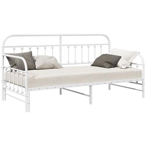 Struttura Letto Daybed con Letto Estraibile Bianco 107x203 cm in Acciaio - Foto 1