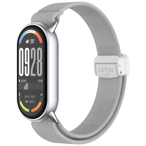 Cinturino Elastico Intrecciato Con Chiusura Magnetica E Punta In Metallo Compatibile Con Xiaomi 10/9/8 - Grigio Lightgrey - Foto 1