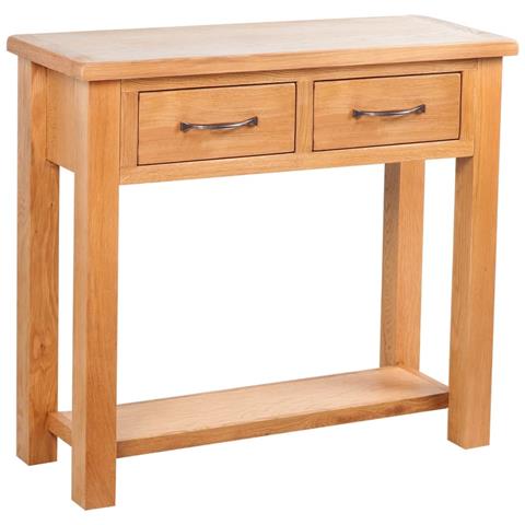 Tavolo Consolle Con 2 Cassetti 83x30x73cm In Massello Di Rovere - Foto 2