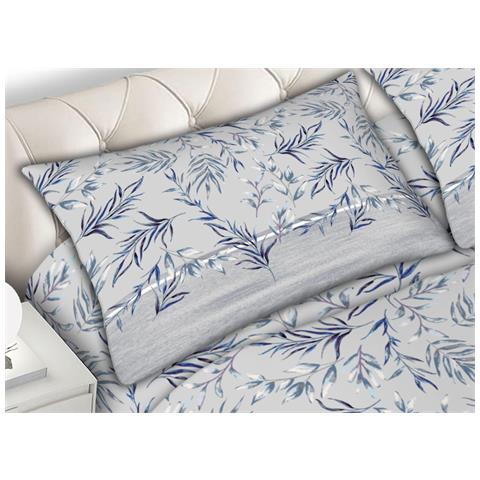 Completo Lenzuola Matrimoniale In Morbida Flanella Disegno Foliage C.n 2 Piazze Azzurro - Foto 5