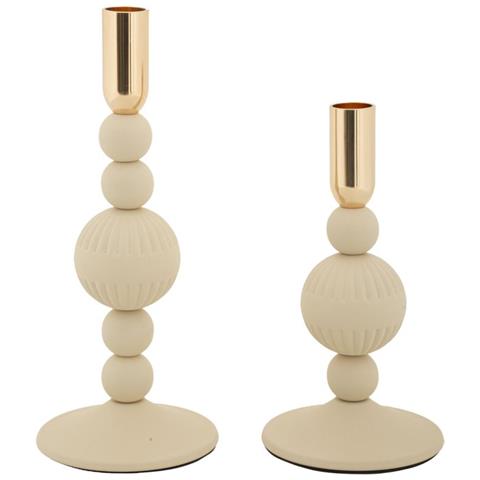 Portacandela Mf931 - Beige - Acciaio - 10x10x25,5 Cm - Foto 1