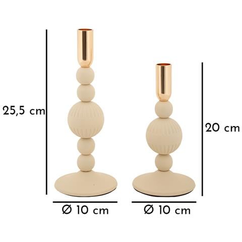 Portacandela Mf931 - Beige - Acciaio - 10x10x25,5 Cm - Foto 5