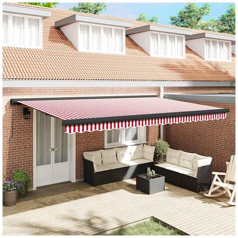 Tenda Retrattile Rosso e Bianco 500 × 300 cm Tessuto e Metallo - Foto 2