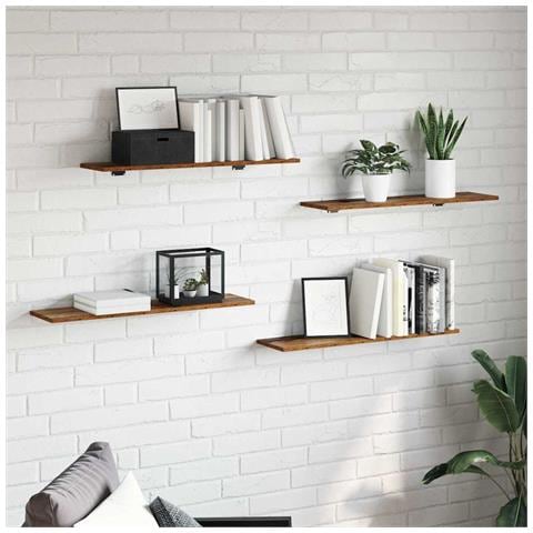 Scaffale 4 pcs Marrone 80 x 20 x 1.5 cm Legno multistrato - Foto 2