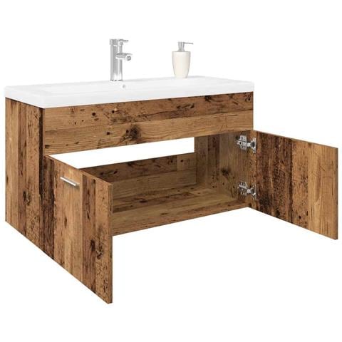 Mobile Bagno Lavabo Integrato Legno Antico in Legno Multistrato - Foto 2