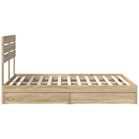 Letto con Contenitore con testiera Rovere Sonoma 150 x 200 cm - Foto 9