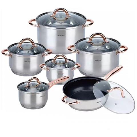 Set di pentole in acciaio inossidabile Kinghoff KH-1765 Premium da 12 pezzi - Foto 1