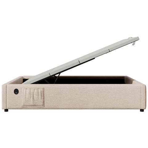 Letto Singolo In Lino Naturale Con Usb E Contenitore Idraulico - Foto 2